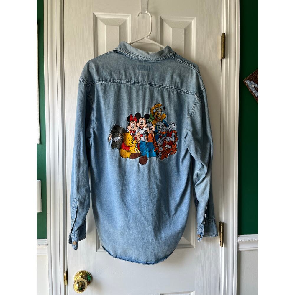 Vintage Disney Embroidered Character Denim Shirt Mens Small
